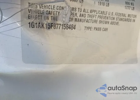 2007 Chevrolet Cobalt Ls z USA, uszkodzony, nr VIN 1G1AK15F877158484